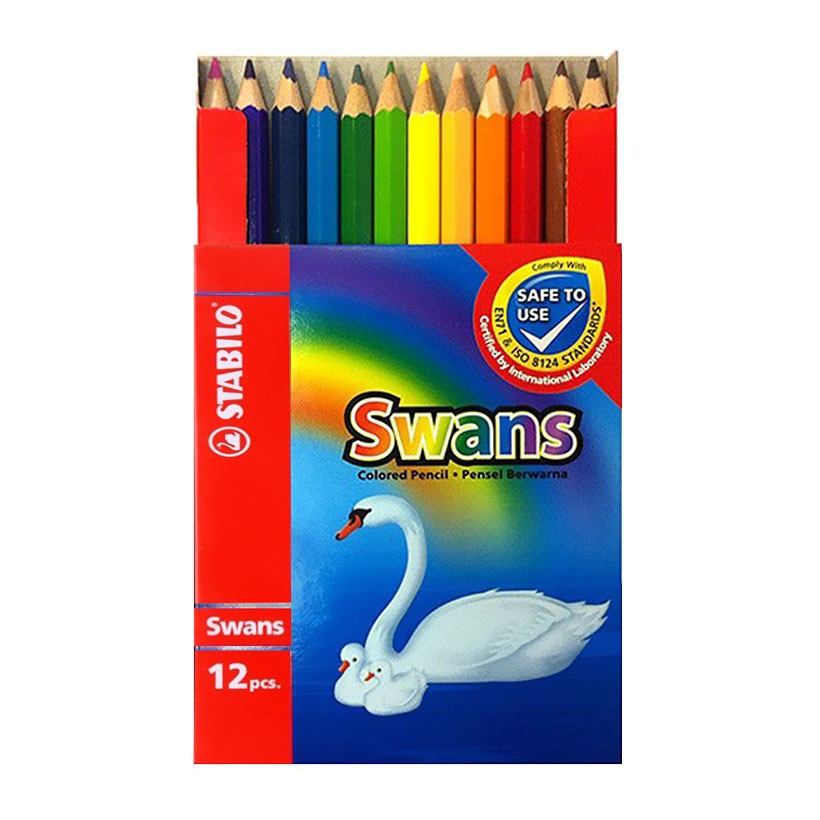 Hộp bút chì màu STABILO Swans hộp 12 màu cây ngắn (CLS1873S)