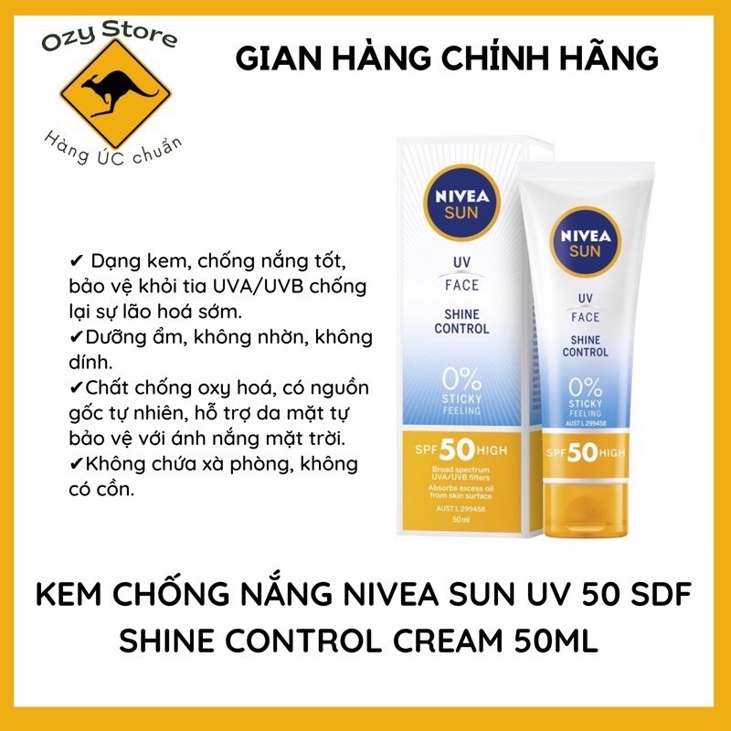 Kem chống nắng Nivea Shine Control SPF 50 UV Face | BigBuy360 - bigbuy360.vn