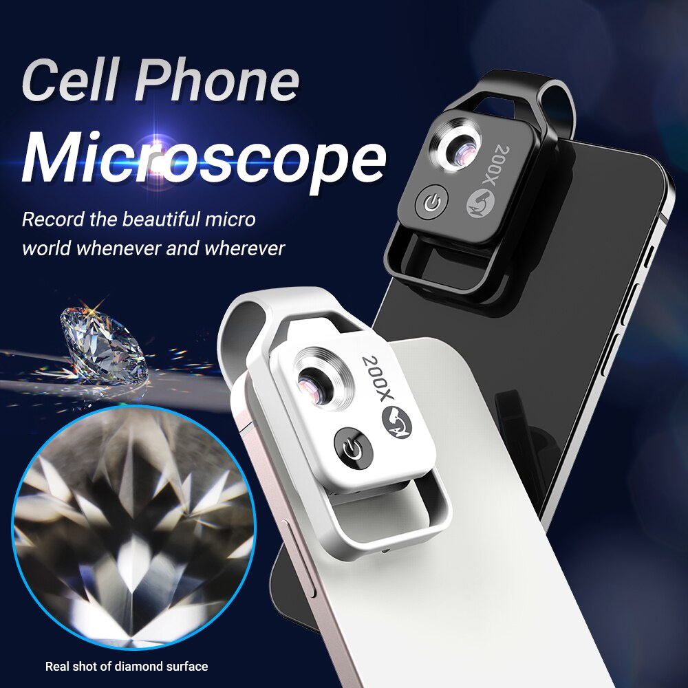 Ống Kính Phóng To 200x APEXEL HD Có Đèn LED Cho Điện Thoại iPhone Samsung