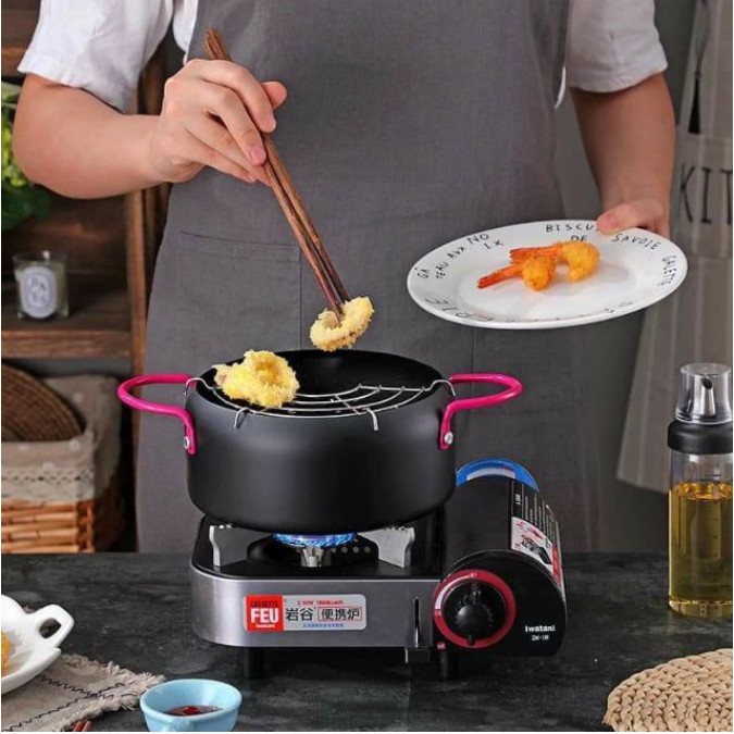 Nồi Chiên Lọc Dầu Kèm Vỉ  Size 18cm, Chảo Ráo Dầu Tiện Dụng Cho Gia Đình