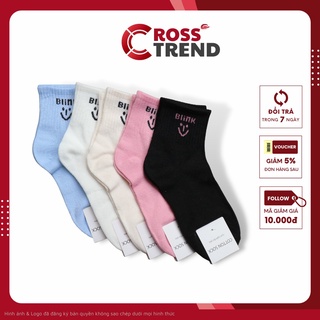 Tất nữ cute, Vớ nữ cổ cao Blink dễ thương Hàn Quốc co dãn thoáng khí cotton cao cấp CROSS TREND