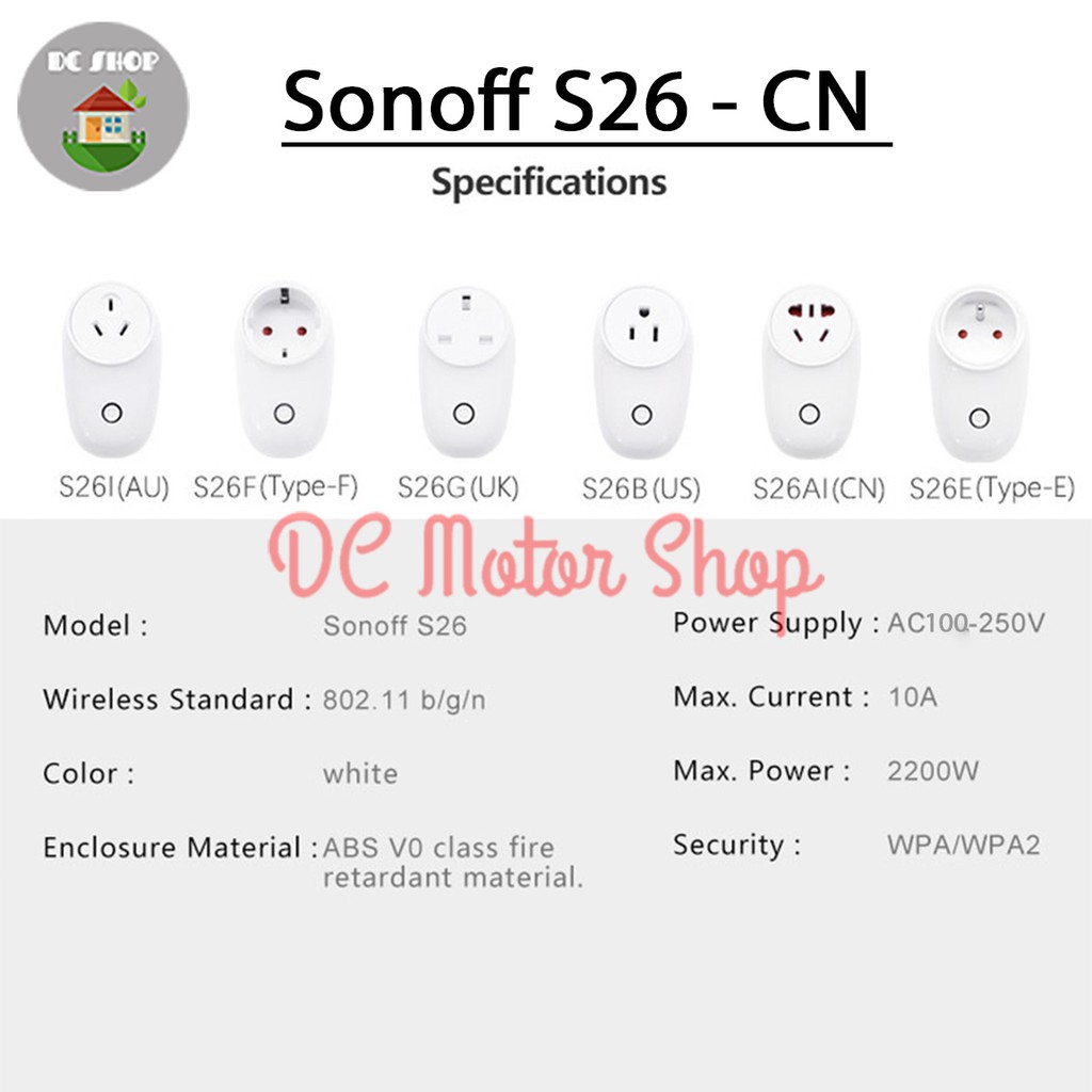 Ổ Cắm Thông Minh Sonoff S26 Cb Kết Nối Wifi Không Dây / Điều Khiển Từ Xa