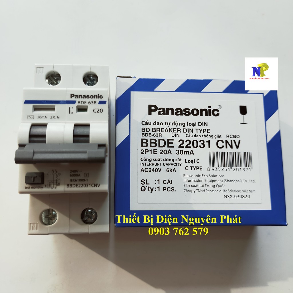 [PANASONIC] Cầu Dao Chống Giật RCBO Bảo Vệ Quá Tải, Ngắt Mạch, Chống Rò