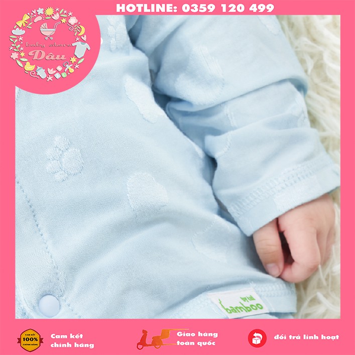 Set sơ sinh cài giữa dài tay hè Lullaby màu xanh/hồng - vải sợi tre cực thoáng - size từ 1- 6 tháng