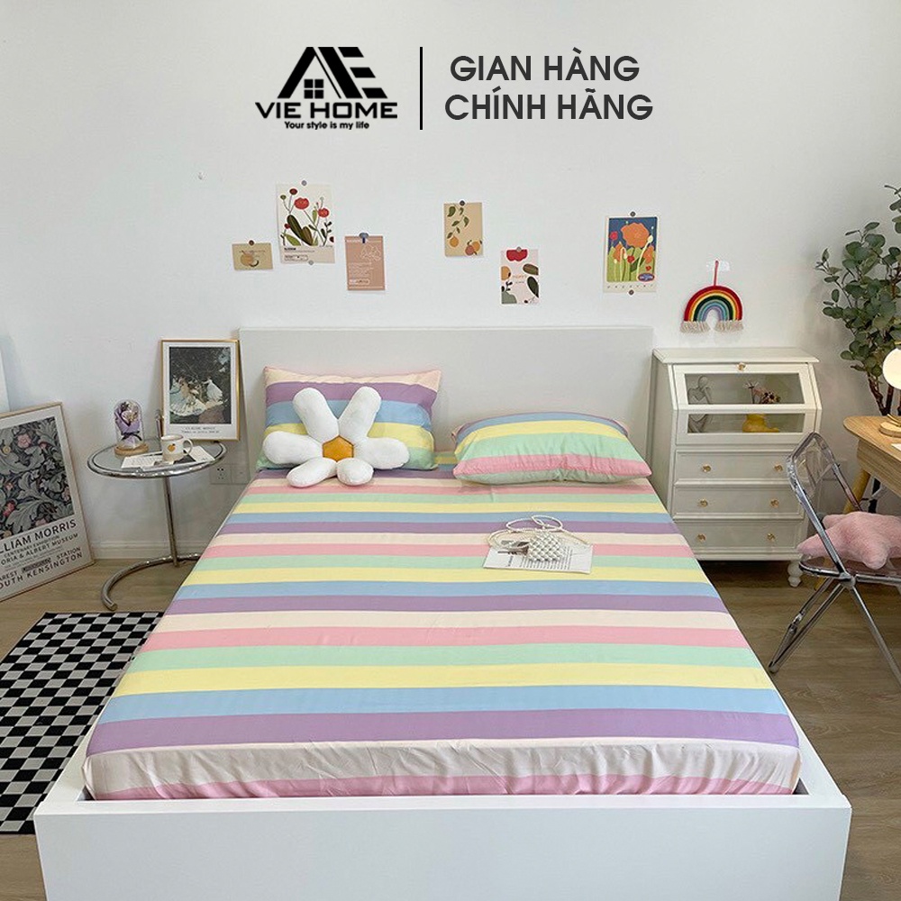 Bộ chăn ga vỏ gối Cotton Poly VIE Home- Bedding nhiều mẫu đẹp đủ kích thước, Drap may bo chun M2,m4,m6,m8