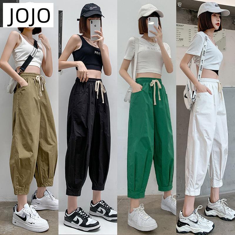 Quần Thể Thao Cotton Mỏng Ống Rộng Dài Đến Mắt Cá Chân Cho Nữ