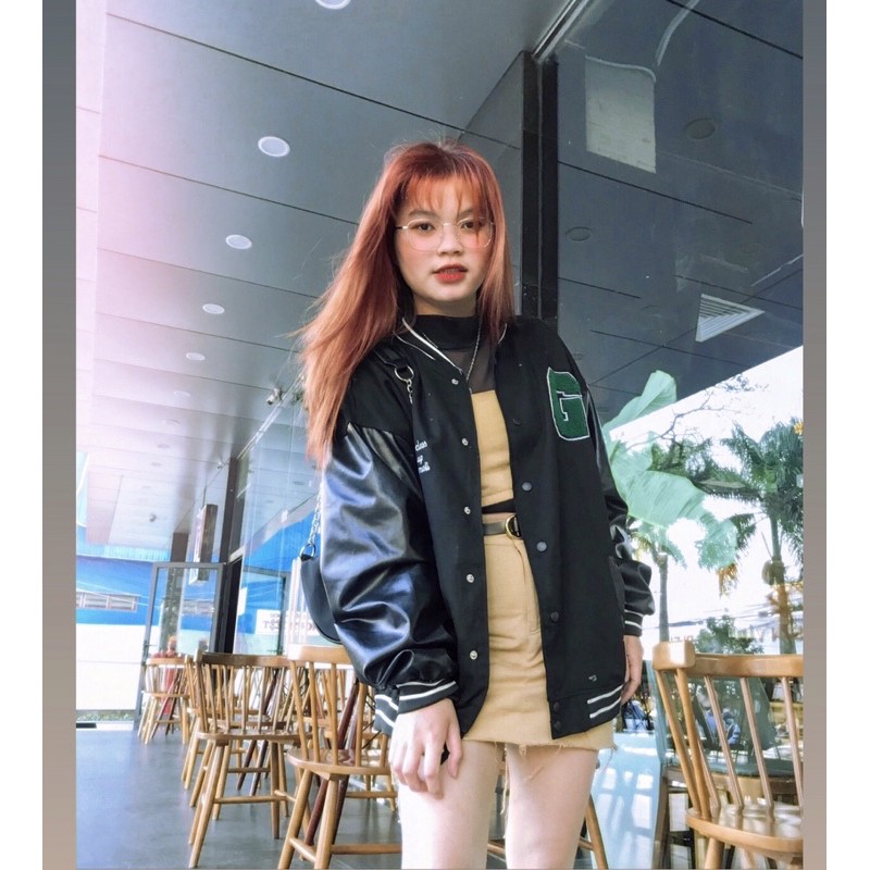 [ẢNH THẬT TỰ CHỤP] ÁO bomber KAKI TAY DA CHỮ G shop jum.closet | BigBuy360 - bigbuy360.vn