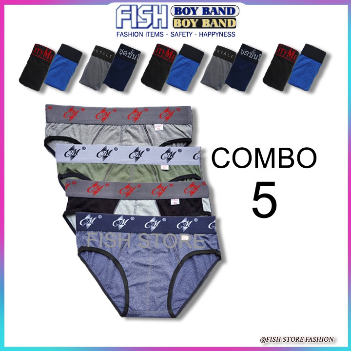 Quần lót nam tam giác 5 CÁI đẹp cotton cao cấp lưng cao FF52C