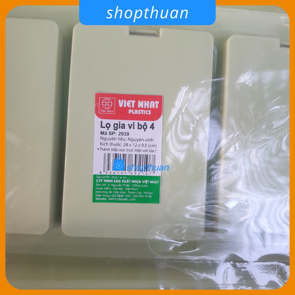 Lọ gia vị bộ 4 nhựa Việt Nhật Plastic có kèm muỗng 2939