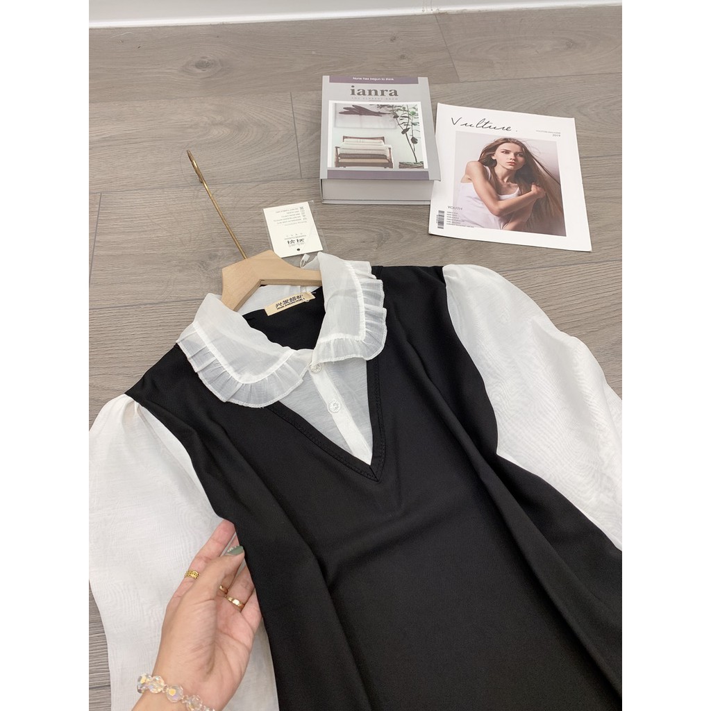 Váy Bèo Sơ Mi Phối Tay | BigBuy360 - bigbuy360.vn