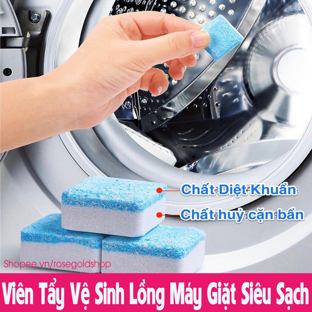 Set 12 Viên Tẩy Vệ Sinh Lồng Máy Giặt Công nghệ Mới Siêu Sạch - Diệt khuẩn - Tẩy Chất Cặn - Loại Bỏ Mùi Hôi