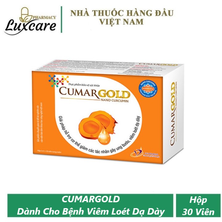 Viên Uống CumarGold Nano Curcumin New - Hỗ Trợ Bảo Vệ Niêm Mạc Dạ Dày - Hộp 30 Viên - Luxcare