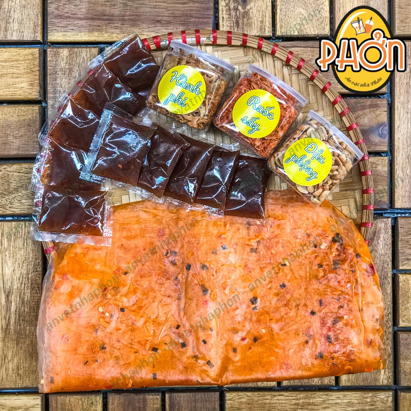 Combo bánh tráng dẻo tôm tứ vị chấm me, bánh tráng me siêu ngon - Ăn Vặt Nhà Phởn