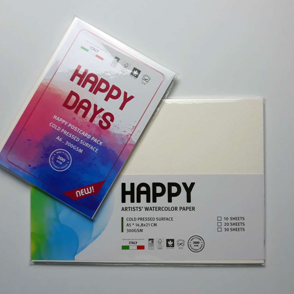 Giấy Vẽ Màu Nước HAPPY vân Cold 300gmss