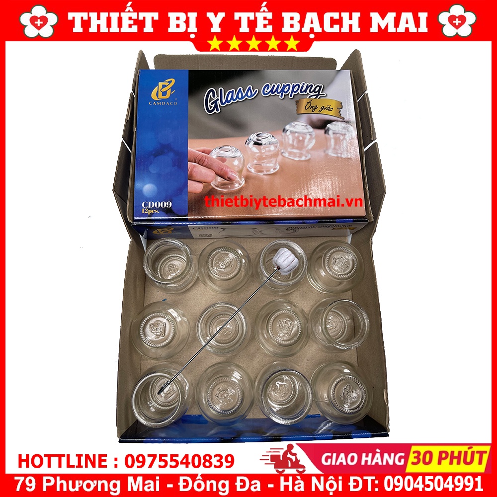 💥 Bộ 12 Ống Giác Hơi Thủy Tinh 💥 Kèm Cây Châm Lửa