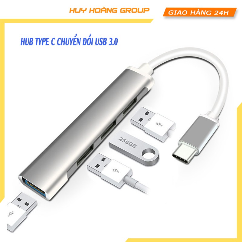 Bộ Chia hub USB Type C 3.0 Truyền Dữ Liệu Tốc Độ Cao Chia 4 Cổng USB 3.0 Cho Máy Tính