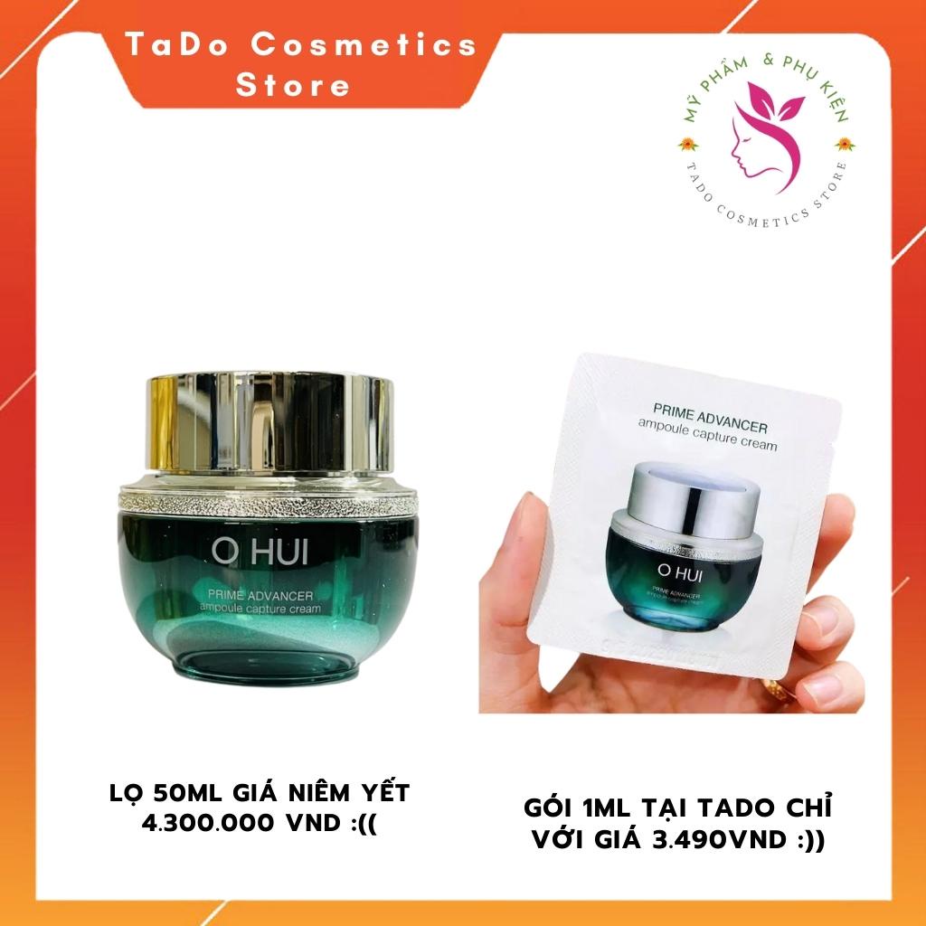 Kem dưỡng ẩm trắng da Ohui xanh căng bóng da chống lão hoá se khít lỗ chân lông Ohui prime advancer 1ml - Tado Cosmetics
