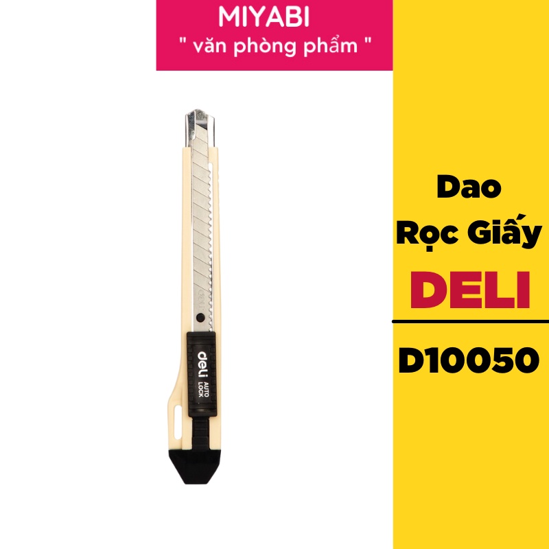 Dao rọc giấy mini Deli dùng trong văn phòng phẩm- chất liệu lưỡi bằng hợp kim -dễ dàng sử dụng màu Vàng - 1 cái ED10150