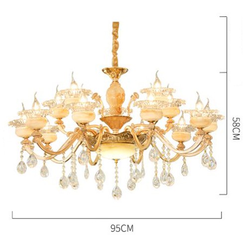 Đèn Chùm Chao Đá Đúc 15 Tay Trang Trí Phòng Khách,Sảnh Nhà Hàng Khách Sạn,Quán Cafe Karaoke