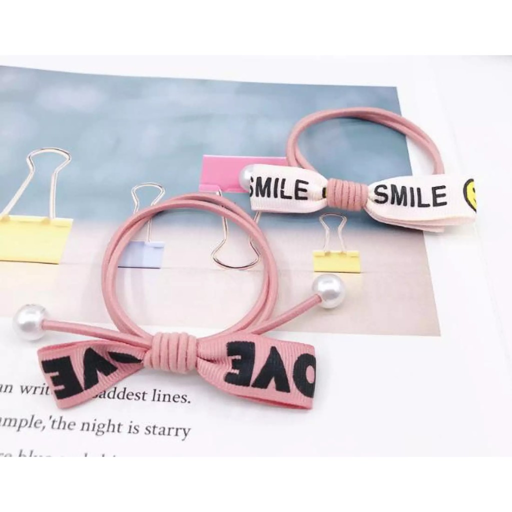 Sỉ 10 buộc tóc ruy băng nơ hình chữ love dây ngắn  27k