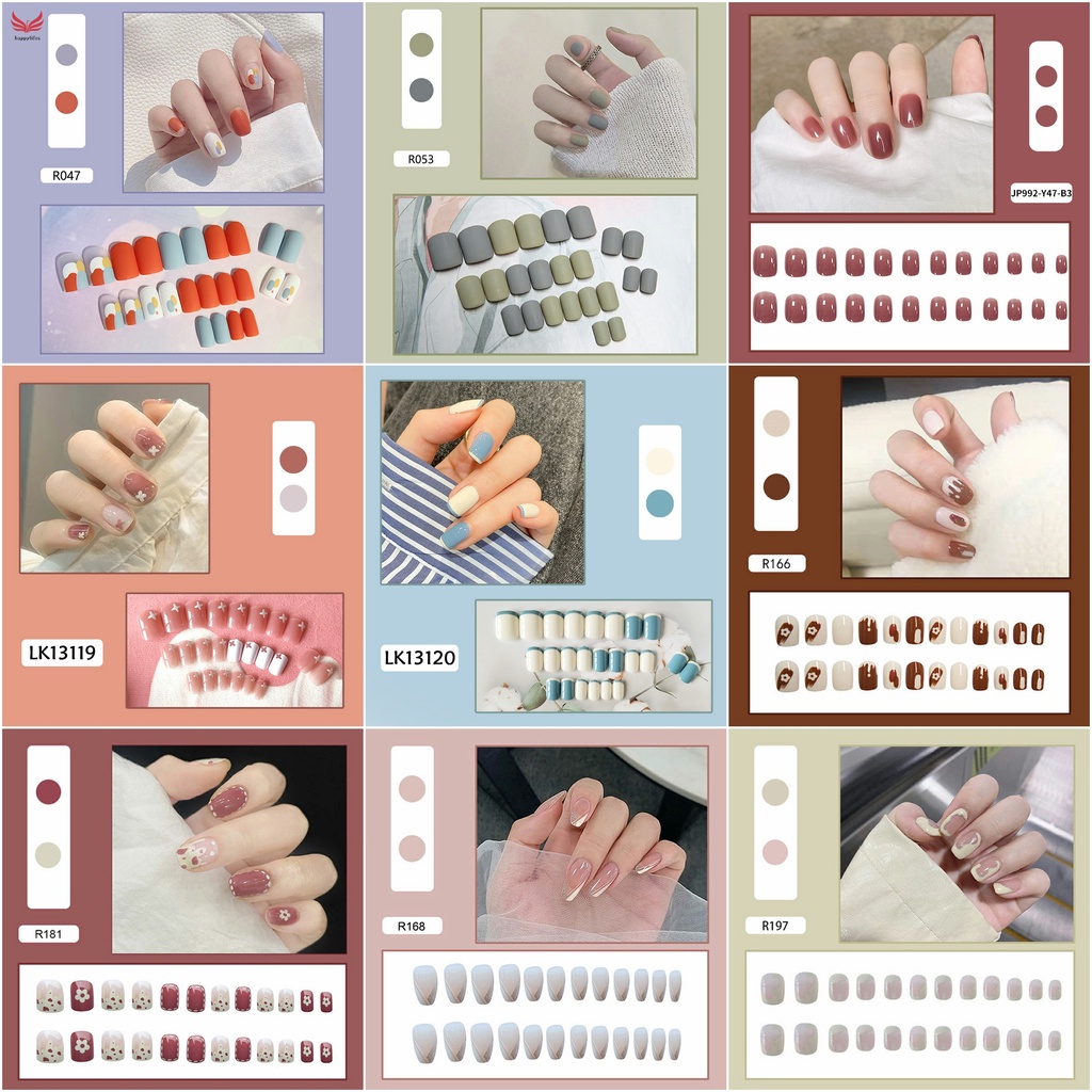 Set 24 Móng Tay Giả Thời Trang Cho Nữ Kèm Keo Dán