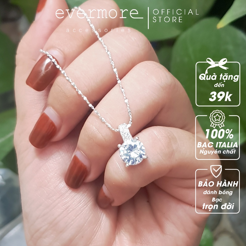 Dây chuyền bạc EVERMORE, vòng cổ bạc ta đính đá 8mm Pocahontas - minimalist, thanh lịch - D038