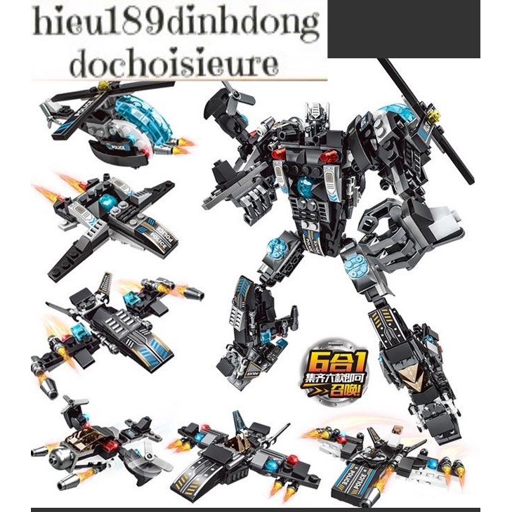 Lắp ráp xếp hình Lego city 5528 (6in1): Người máy robot transformers biến hình 483 chi tiết (ảnh thật)