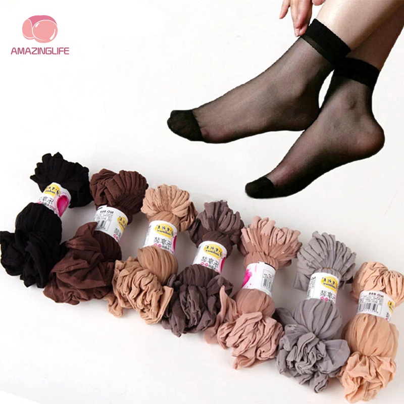 Set 10 Đôi Vớ Trong Suốt Thoáng Khí Thoải Mái Phong Cách Hàn Quốc Cho Nữ