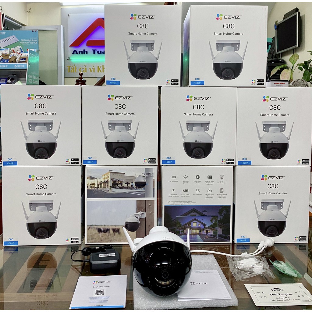 Camera Ip EZVIZ C8C hồng ngoại không dây Full HD 2.0 , camera xoay Wifi, có màu ban đêm ( Bản Quốc Tế Có Tiếng Việt )