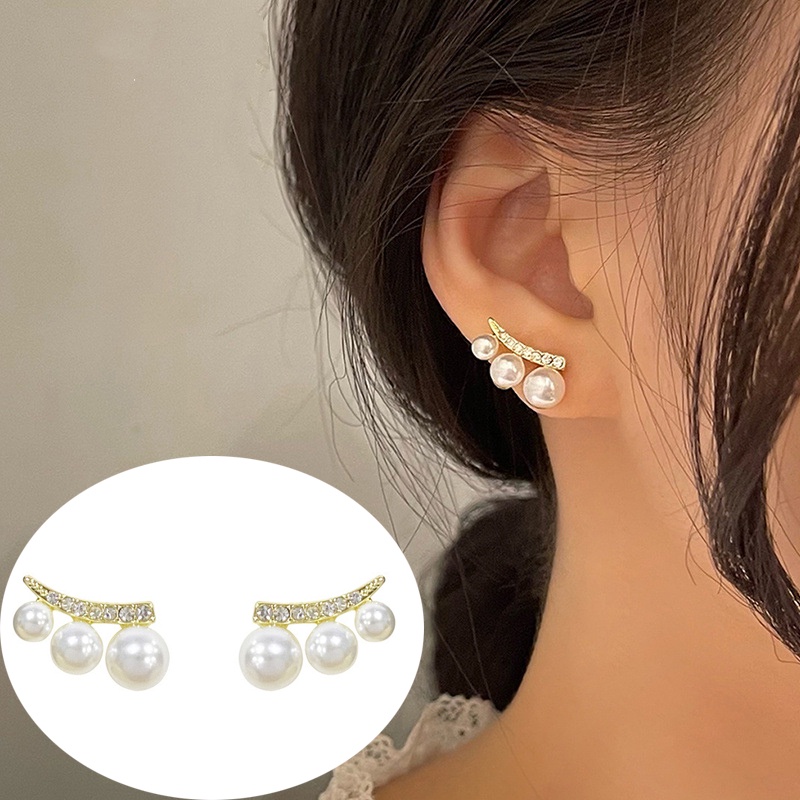 Bông Tai Mạ Bạc 925 Đính Ngọc Trai Sang Trọng Thời Trang Cho Nữ