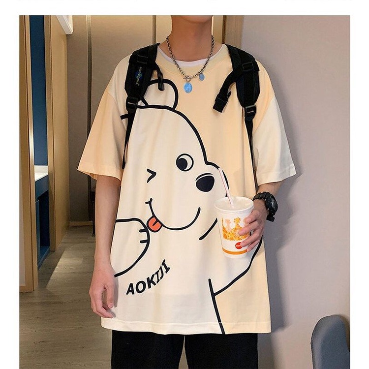 Áo thun tay ngắn in họa tiết hoạt hình phong cách mùa hè Hàn Quốc trẻ trung cho cặp đôi