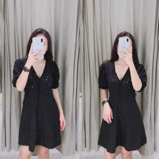 váy ren lỗ zara authentic