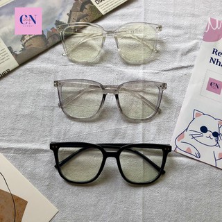 Gọng kính mắt nam nữ hình ovan chất liệu nhựa dẻo kèm mắt 0 độ chống ánh sáng xanh