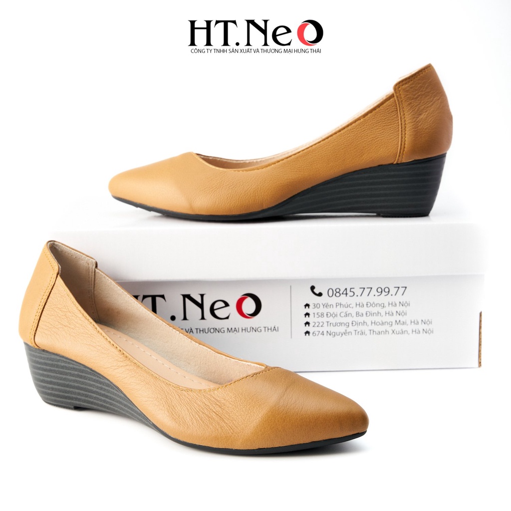 Giày nữ đế xuồng HT.NEO da bò mềm mại đế xuồng 5cm, cực sang chân NU98