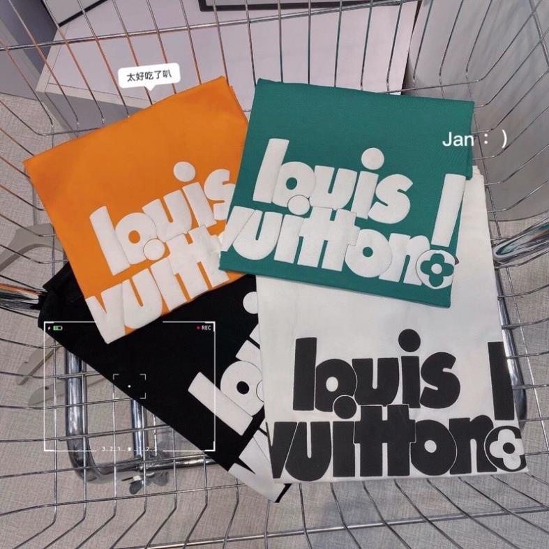 Áo thun Louis Vuitton in logo LV tay lỡ cổ tròn - Áo phông unisex form rộng Vải Cotton