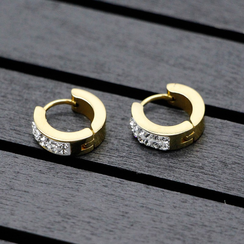 Hoa tai chất liệu inox đính kim cương giả hợp thời trang cho nam nữ