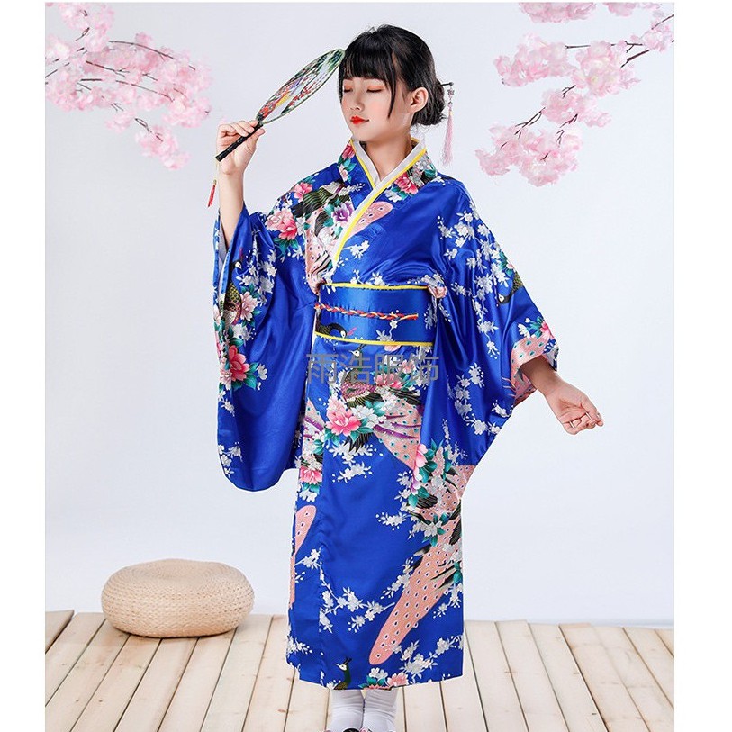 Kimono họa tiết chim công cho bé gái, có size người lớn. Hàng đặt trước 10 ngày. Girl yukata