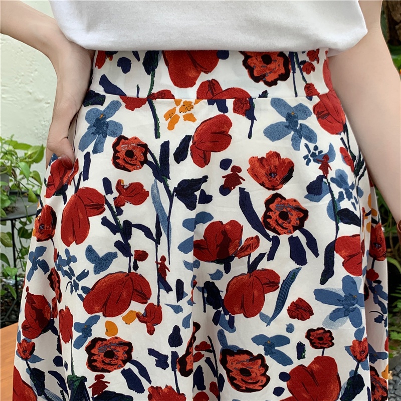 SUXI Chân Váy Chữ A Họa Tiết Hoa Thời Trang