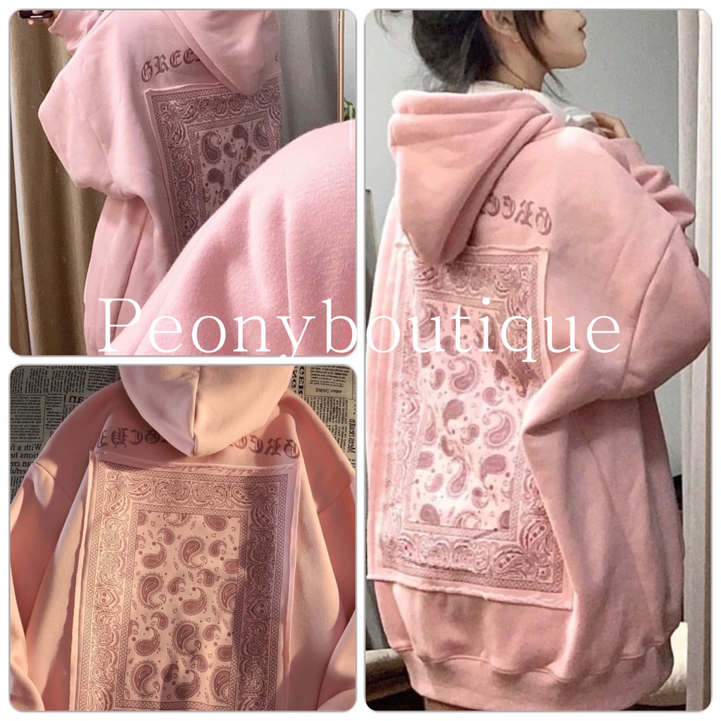 [RẺ VÔ ĐỊCH] Áo Hoodie Hồng Bandana - Sweater thổ cẩm form rộng tay bồng, kiểu dáng vintage cá tính Ulzzang | BigBuy360 - bigbuy360.vn