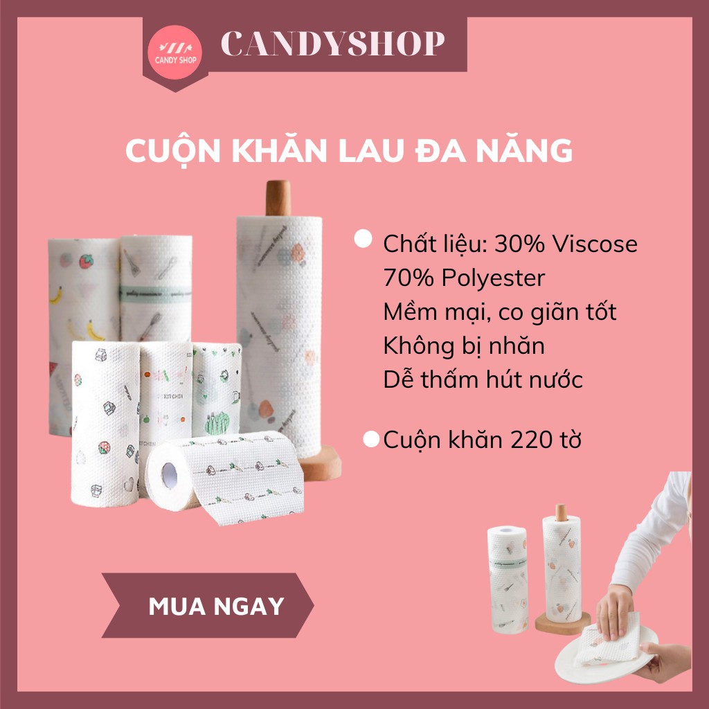 CUỘN KHĂN LAU ĐA NĂNG 220 TỜ SIÊU DAI, SIÊU THẤM