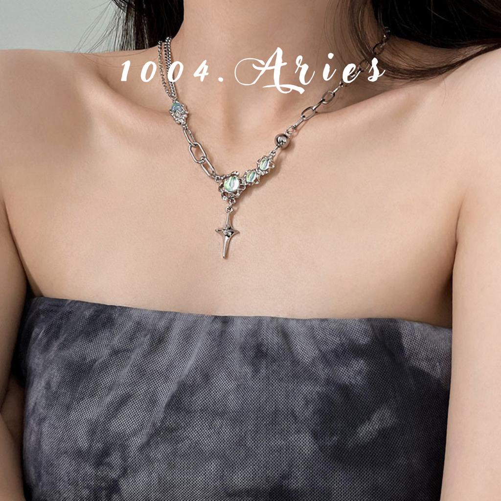 Dây chuyền mắt xích nữ đính ngọc cá tính - 1004.ARIES