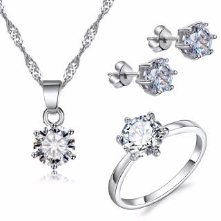 Bộ Trang Sức Mạ Bạc Đính Đá Nhân Tạo Thời Trang Dành Cho Nữ