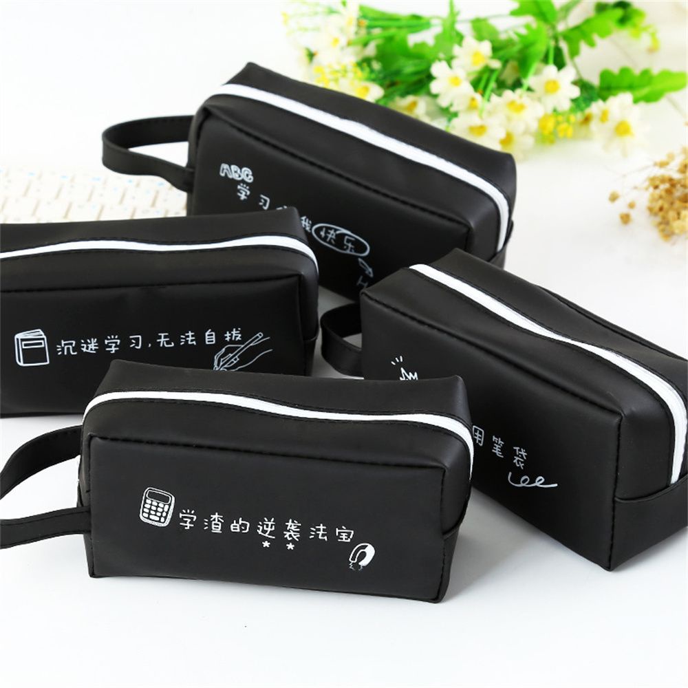 Hộp đựng bút/ đồ trang điểm bằng silicone màu đen thời trang cho học sinh
