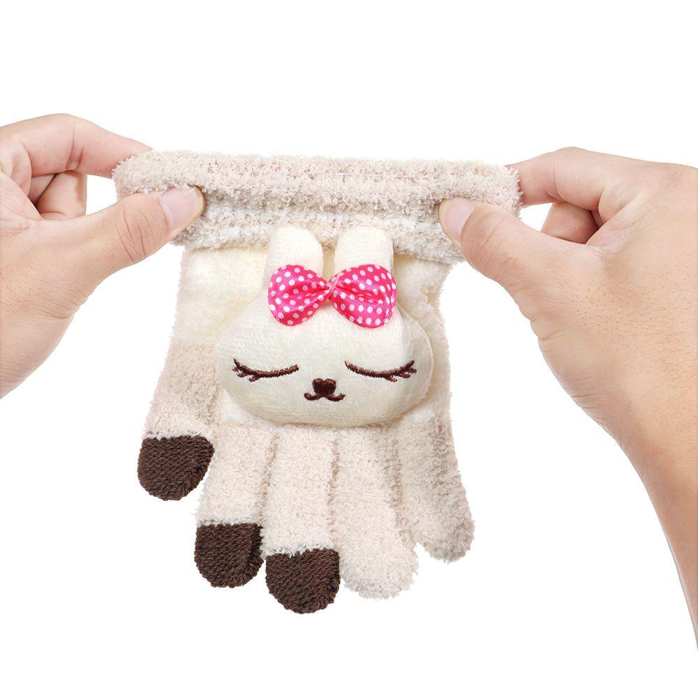 MIHAN1 Găng Tay Nhung Dày Dặn Kiểu Dáng Hoạt Hình Dễ Thương Xinh Xắn Cho