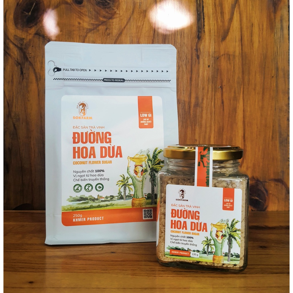 Đường mật hoa dừa Sokfarm - Đường hữu cơ thay thế đường mía, đường phèn, đường ăn kiêng tổng hợp với đường huyết thấp