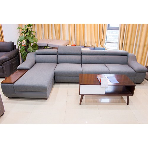 Bộ Sofa góc nỉ chữ L có tay gỗ