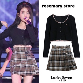 Set áo tay dài và váy CARO IU thích hợp đi chơi