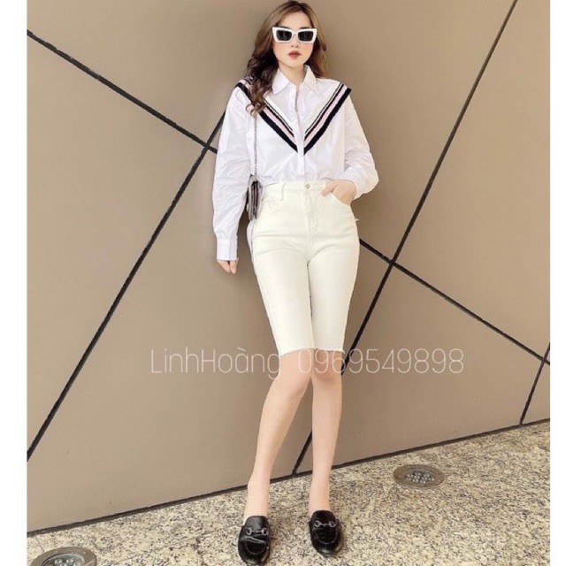 Quần ngố skiny giả bò siêu dãn chất cực đẹp, Quần ngố cạp cao QN1510 - NhiNhi Shop