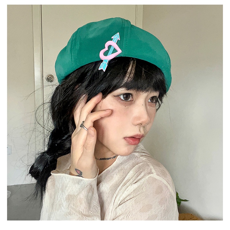 Mũ beret vải nhung màu trơn phong cách Hàn Quốc
