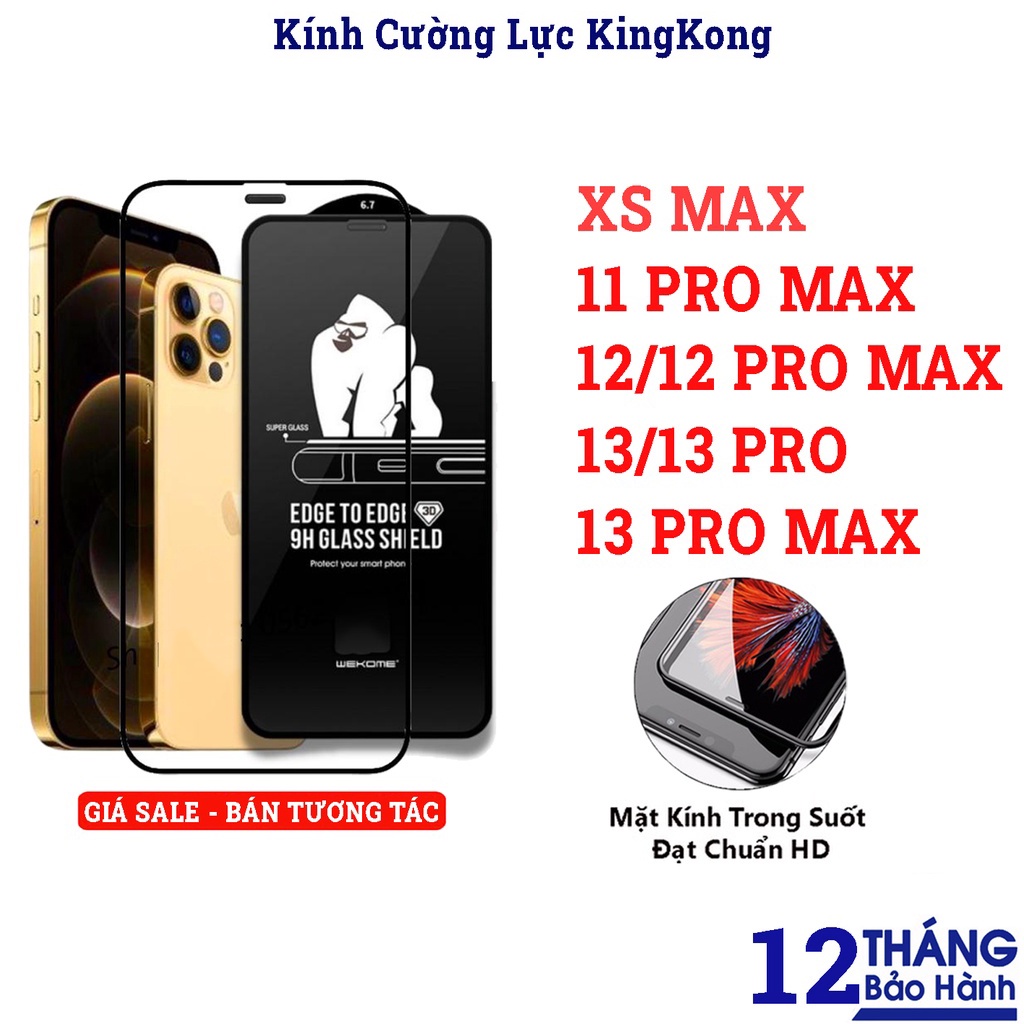 Kính cường lực KingKong 3D Full màn cho IP 7Plus/8Plus/X/Xs//Xr/XsMax/11/11Pro/11ProMax/12ProMax/13ProMax